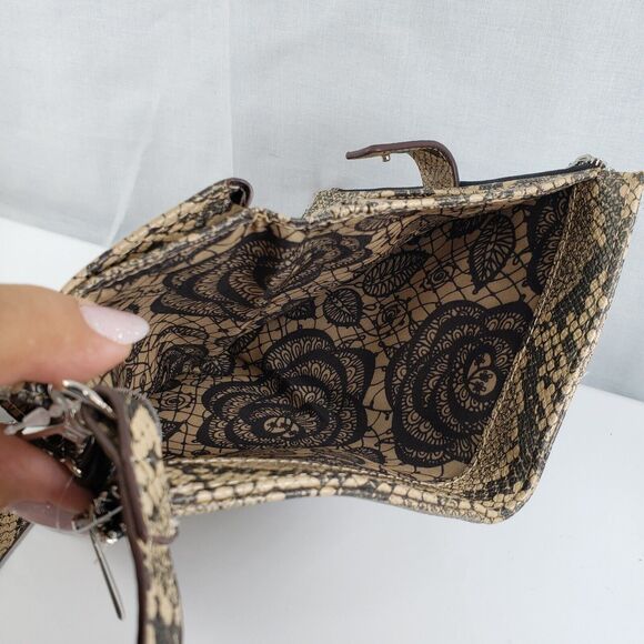 Carlos Santana Tan Gray Snakeskin Purse Crossbody Bag Buckle Strap New With Tags - Picture 12 of 16